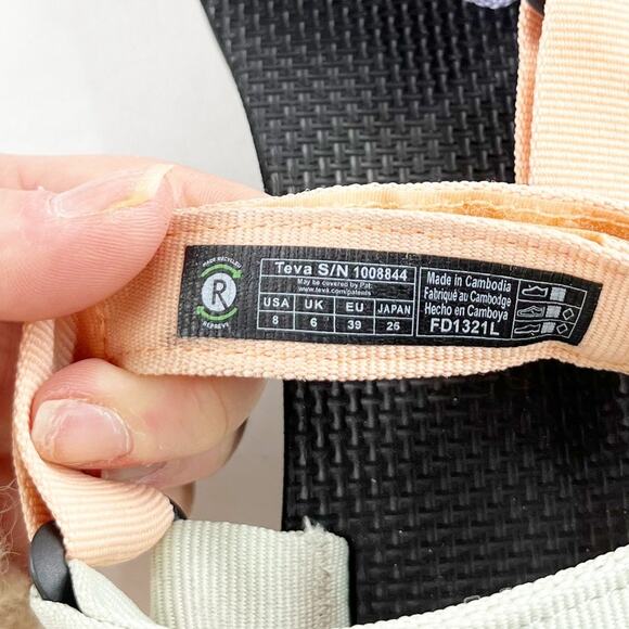 Teva Flatform Universal Platform Sandal Sage Peach Light Blue Color Block 8 - Picture 2 of 7